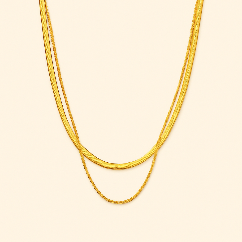 Triple Layer Gold-Tone Chain Necklace