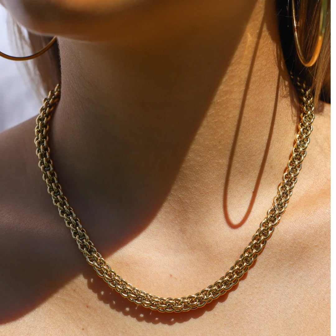 Gold Plated Rope Chain Necklace – Classic Layered Statement Design