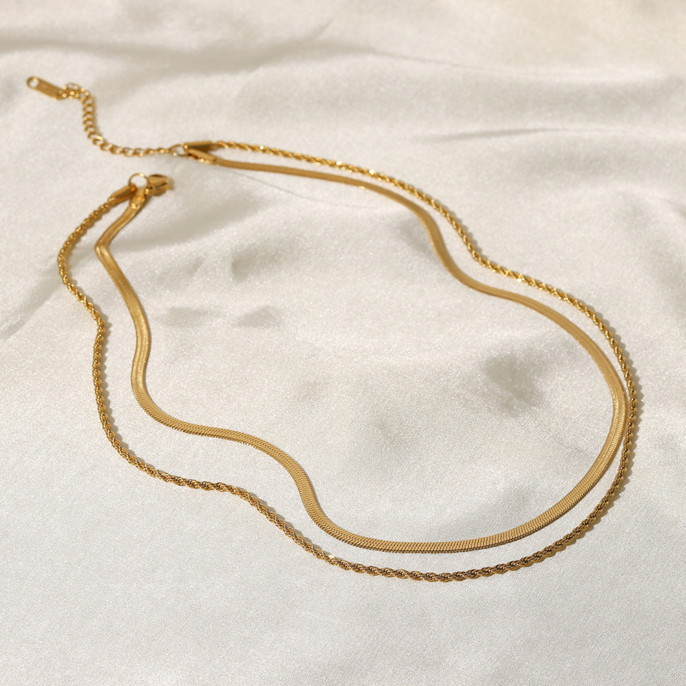 Triple Layer Gold-Tone Chain Necklace