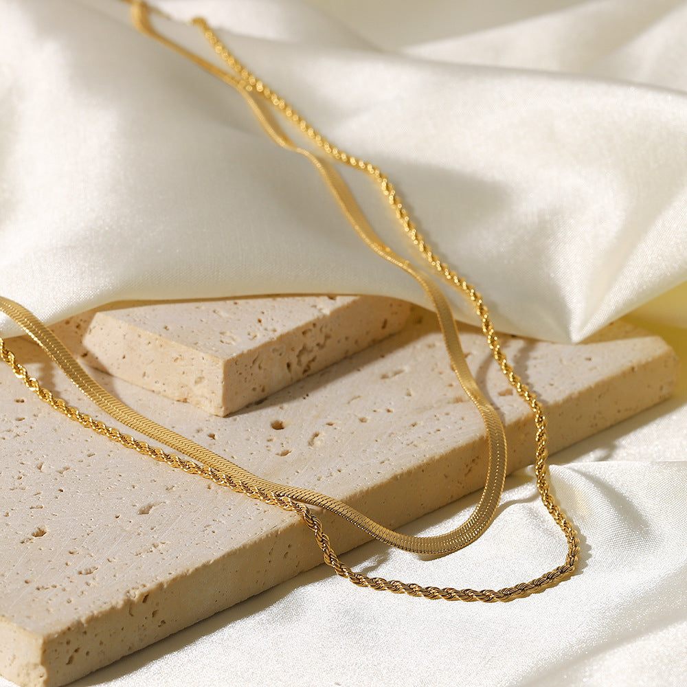 Triple Layer Gold-Tone Chain Necklace