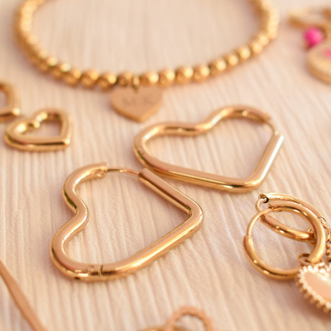 Gold Plated Open Heart Hoop Earrings – Minimalist Romantic Earrings for Women