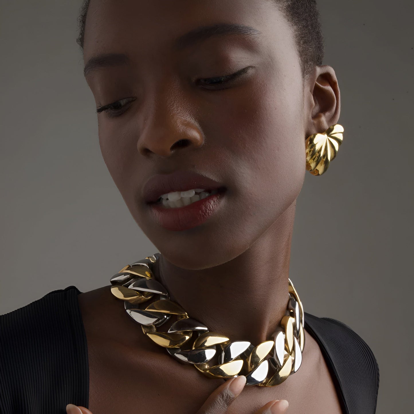 Gold Plated Heart Stud Earrings – Textured Curved Design Earrings for Women