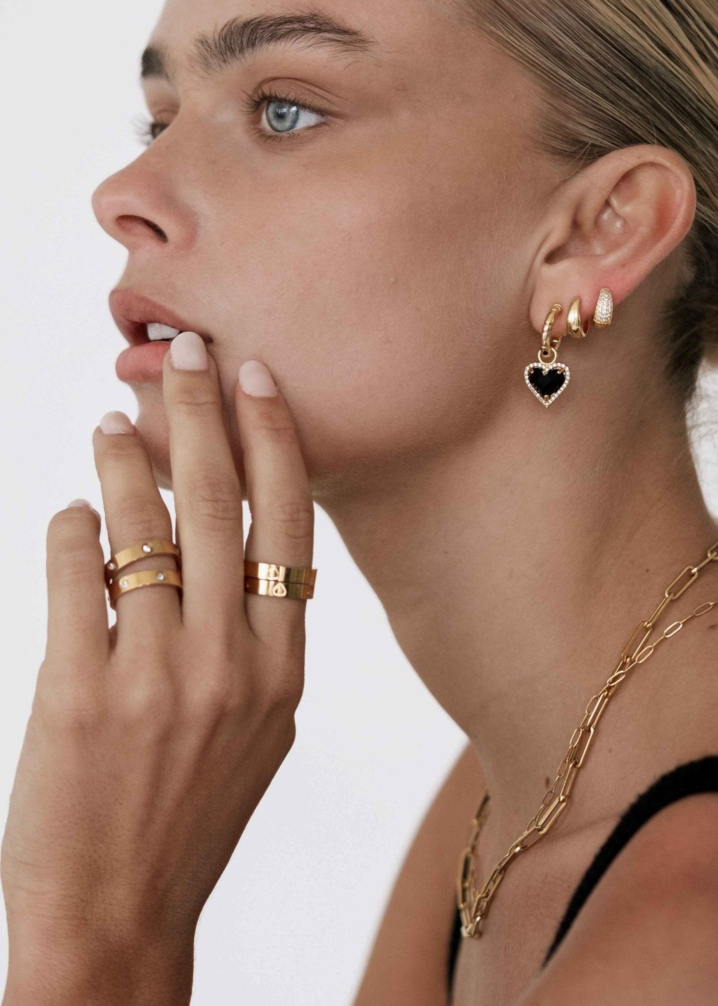 Gold-Tone Band Ring with Embossed Heart Motif