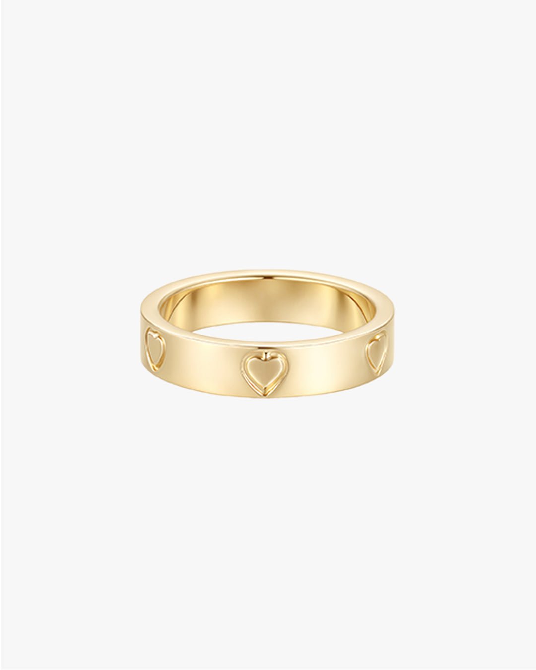 Gold-Tone Band Ring with Embossed Heart Motif