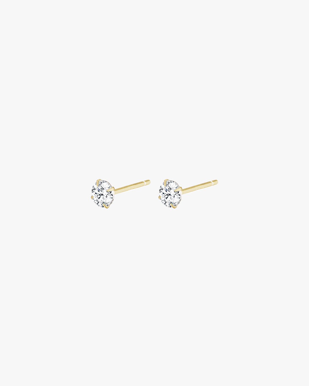 Gold-Plated Stud Earrings with Cubic Zirconia – Round Setting