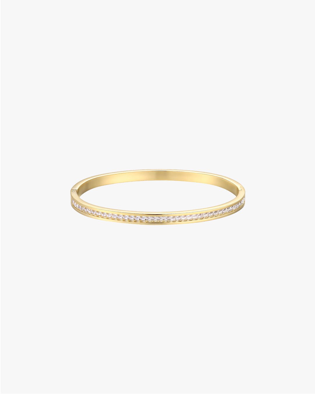 Gold-Tone Bangle Bracelet with Clear Pavé Detailing