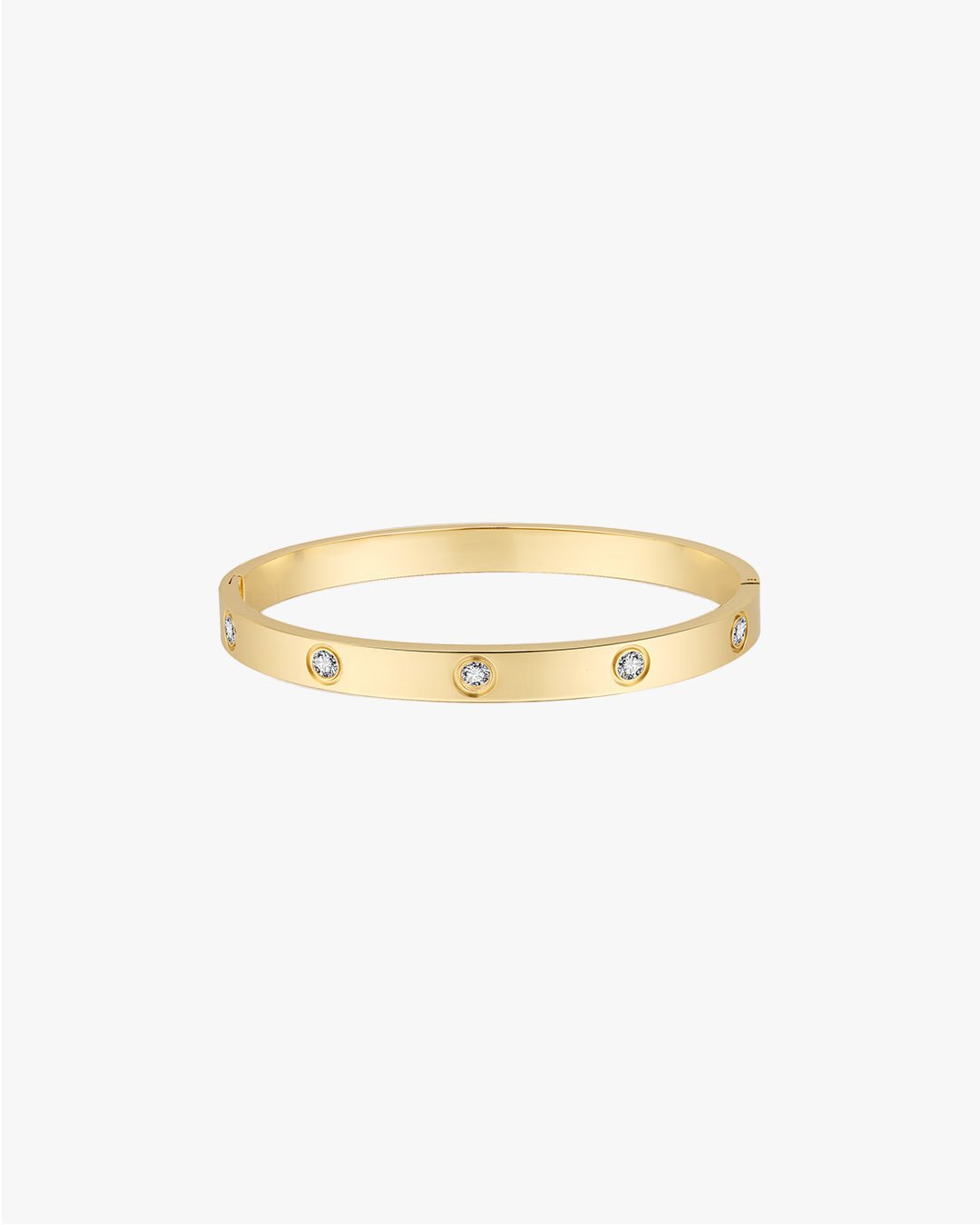 Gold-Tone Bangle with Clear Round Accent Stones