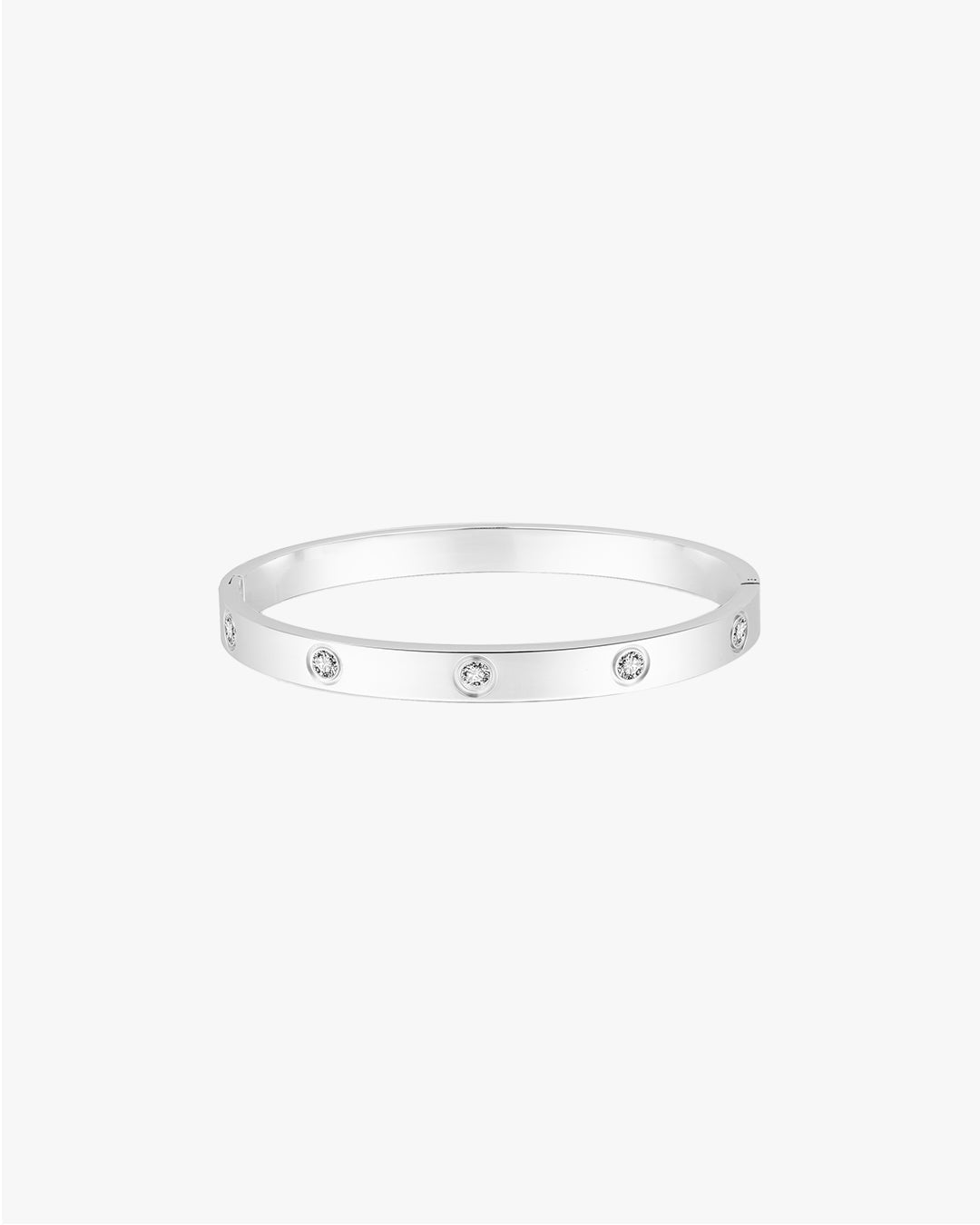 Silver Bangle with Clear Stone Accents