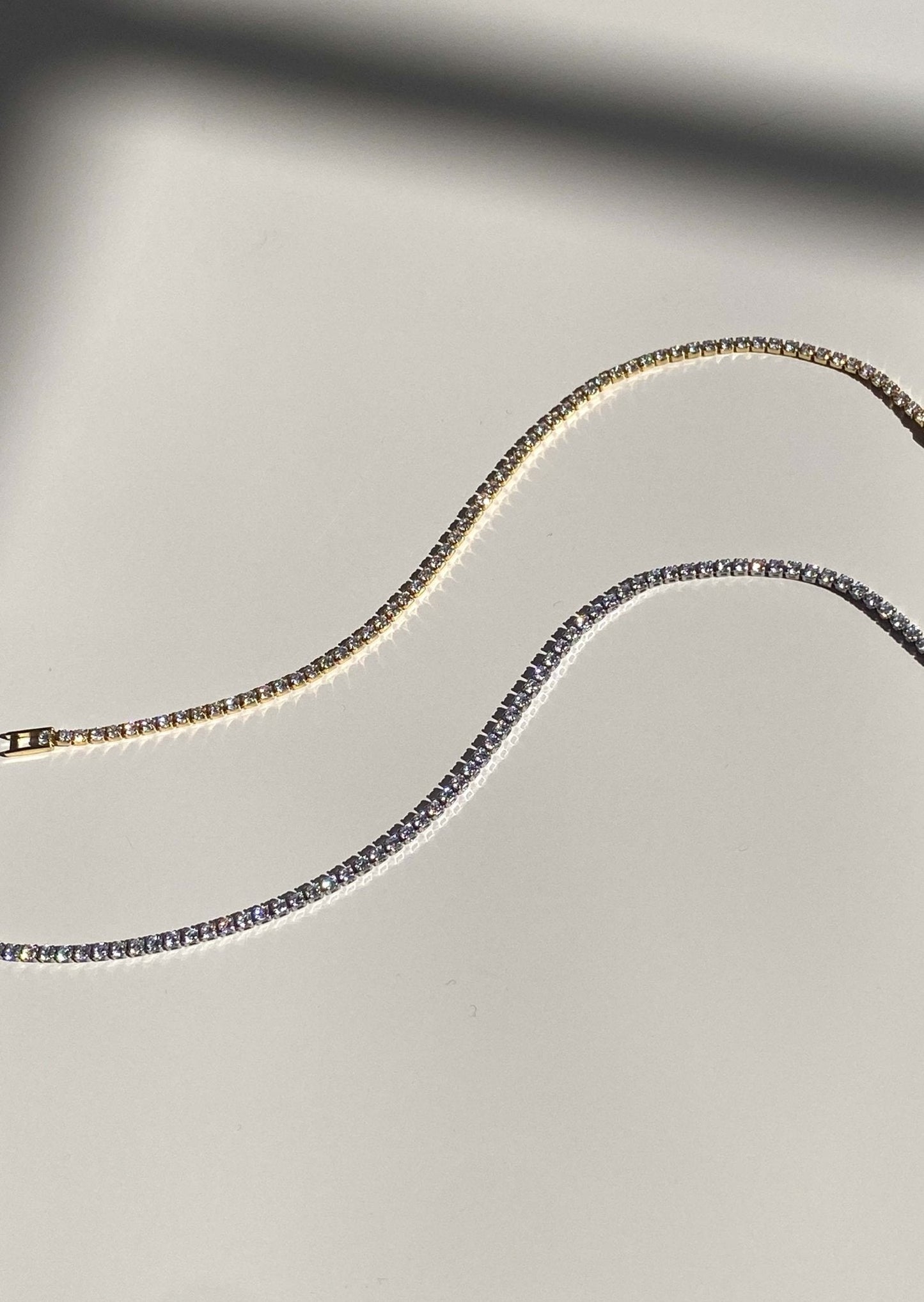 Gold-Tone Tennis Bracelet with Round Clear Stones