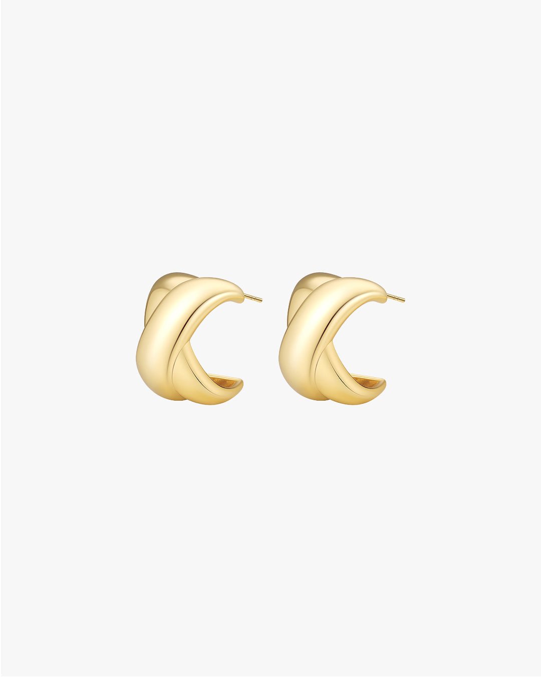Gold Twisted Hoop Earrings – Sculptural Modern Minimalist Jewelry
