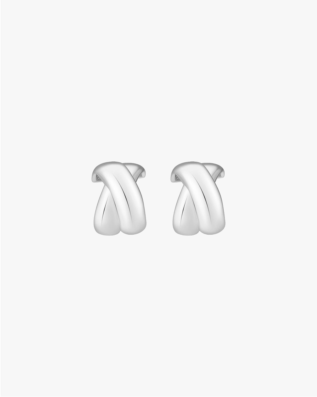 Twisted Dome Hoop Earrings in Silver