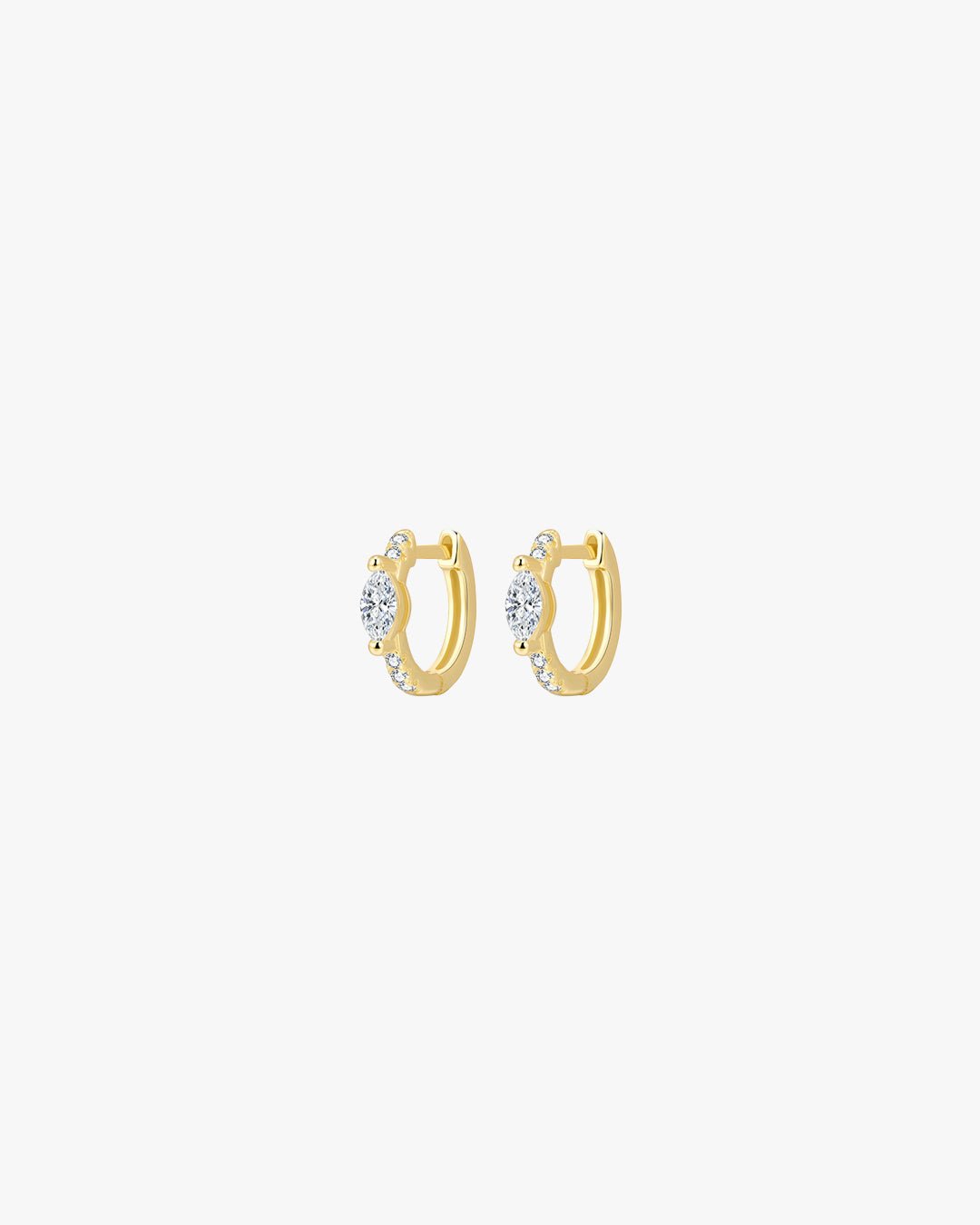 Gold-Plated Hoop Earrings with Round Cubic Zirconia