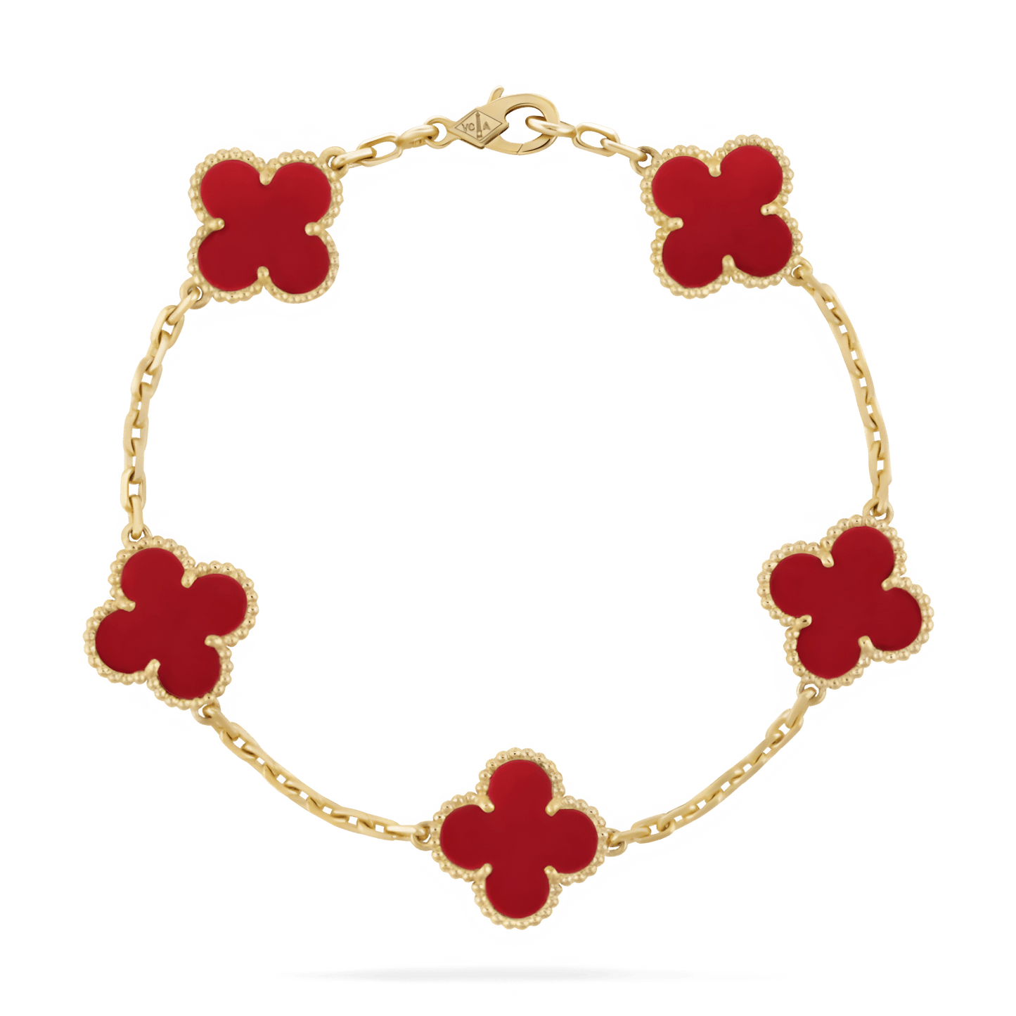 Gold Chain Bracelet with Black Clover-Shaped Charms