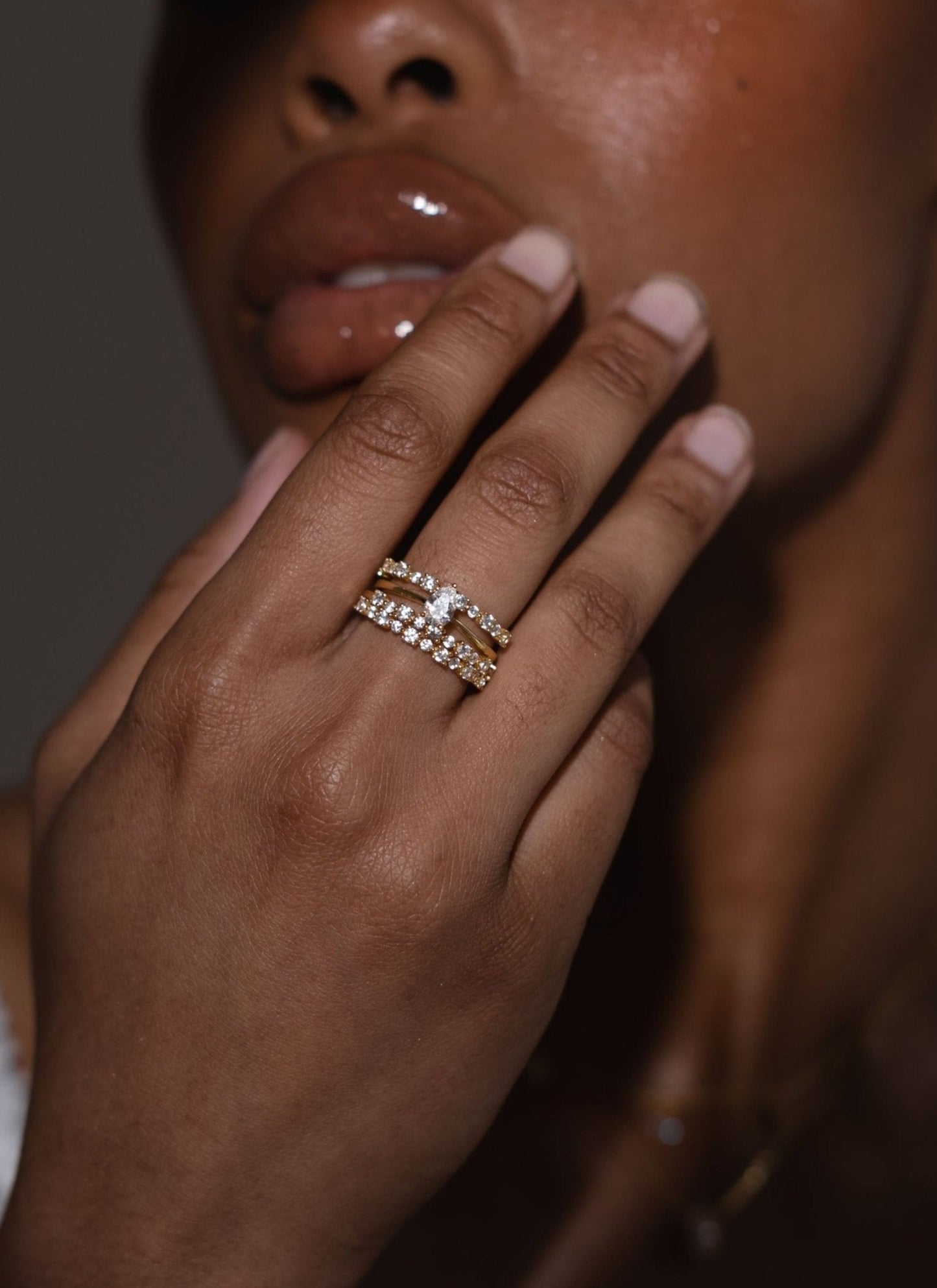 Gold Ring with Graduated Round Stones