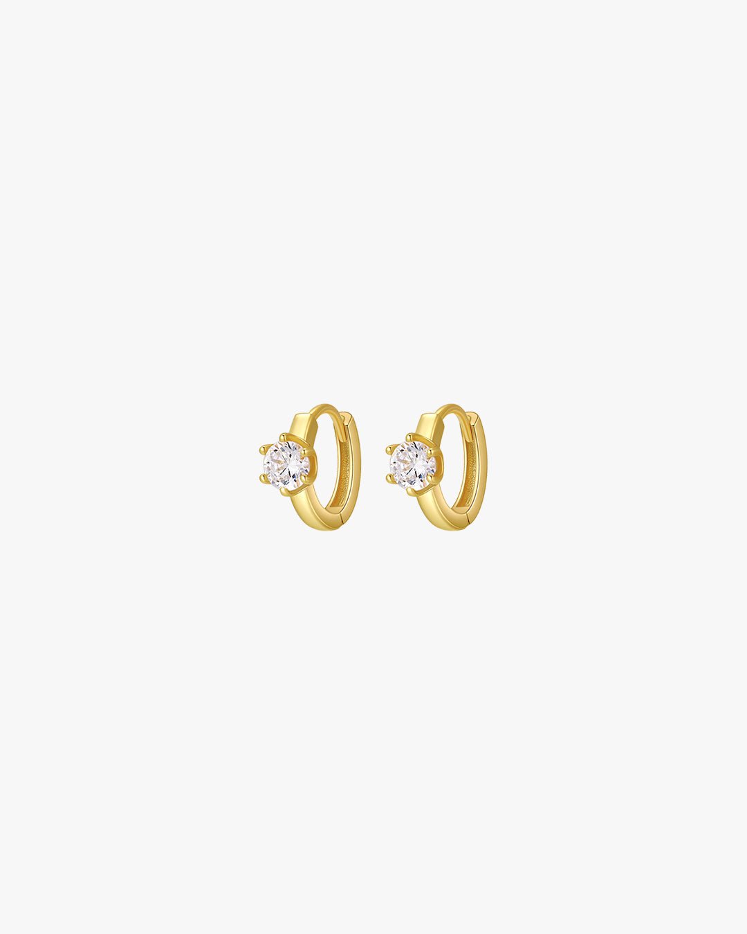 Gold-Plated Pave Huggie Earrings with Organic Shape