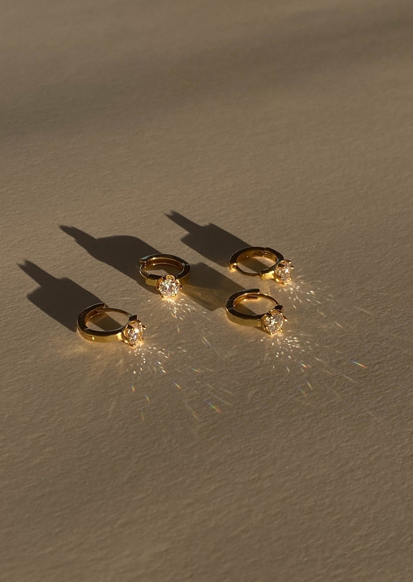 Gold-Plated Pave Huggie Earrings with Organic Shape
