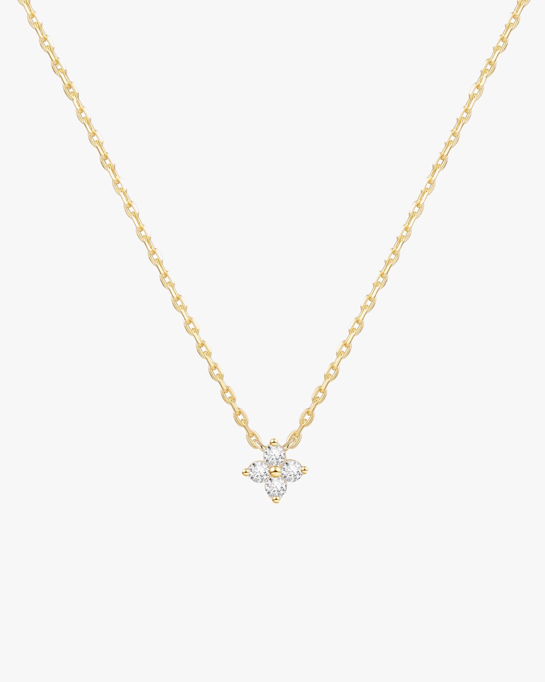 Gold-Toned Chain Necklace with Four-Stone Floral Pendant