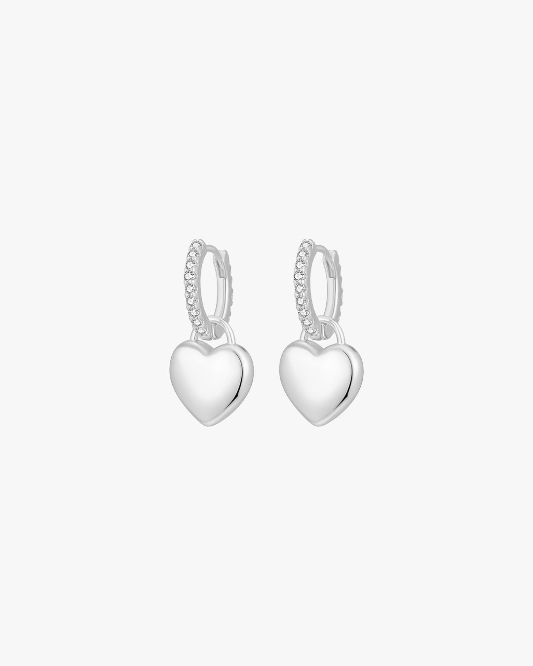 Silver Hoop Earrings with Sparkling Crystal Accents – Elegant Prong-Set Half Hoops