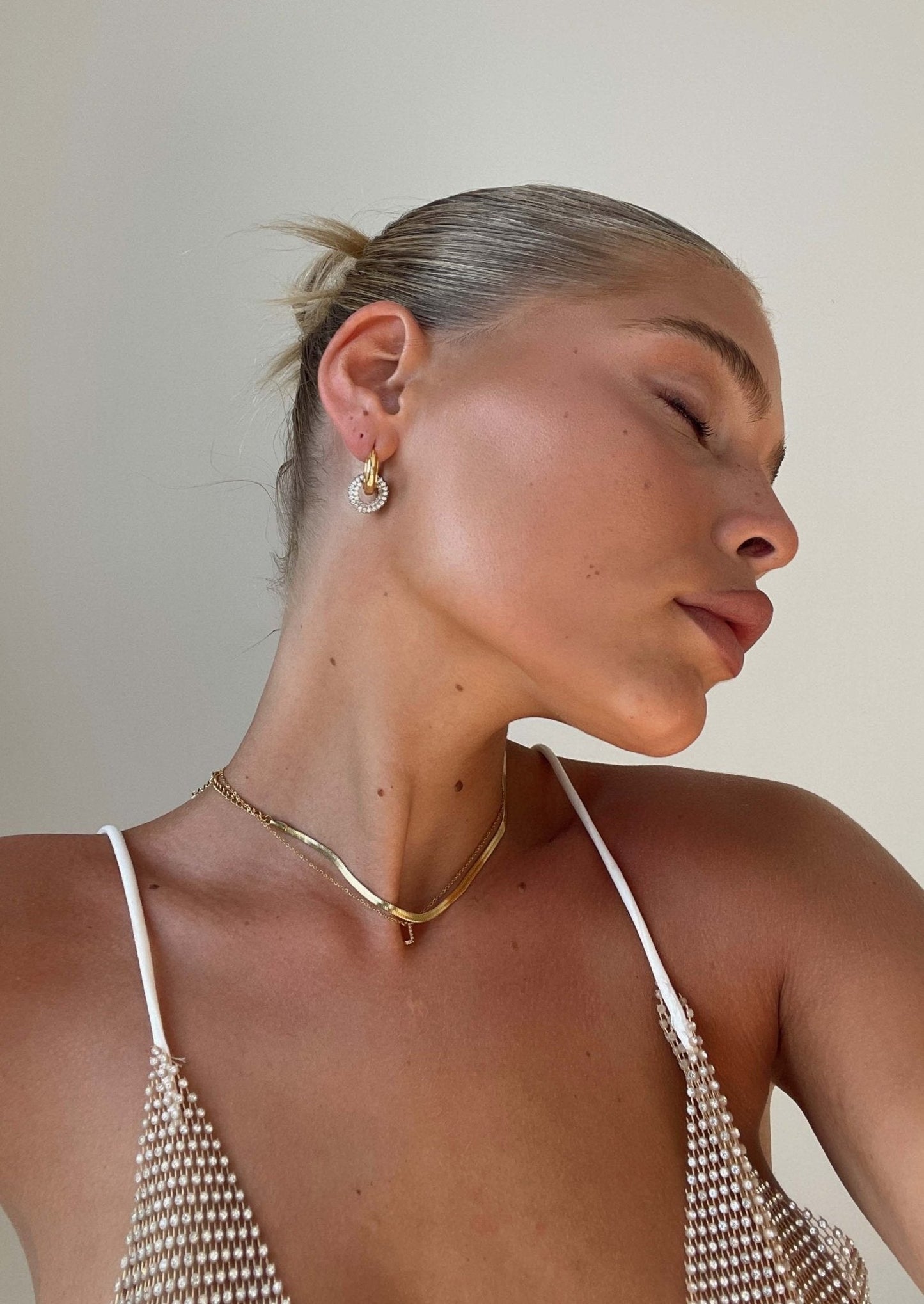 Gold Herringbone Chain Necklace