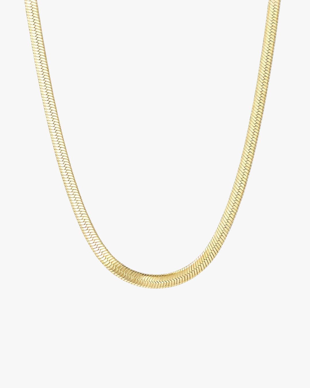 Gold Herringbone Chain Necklace