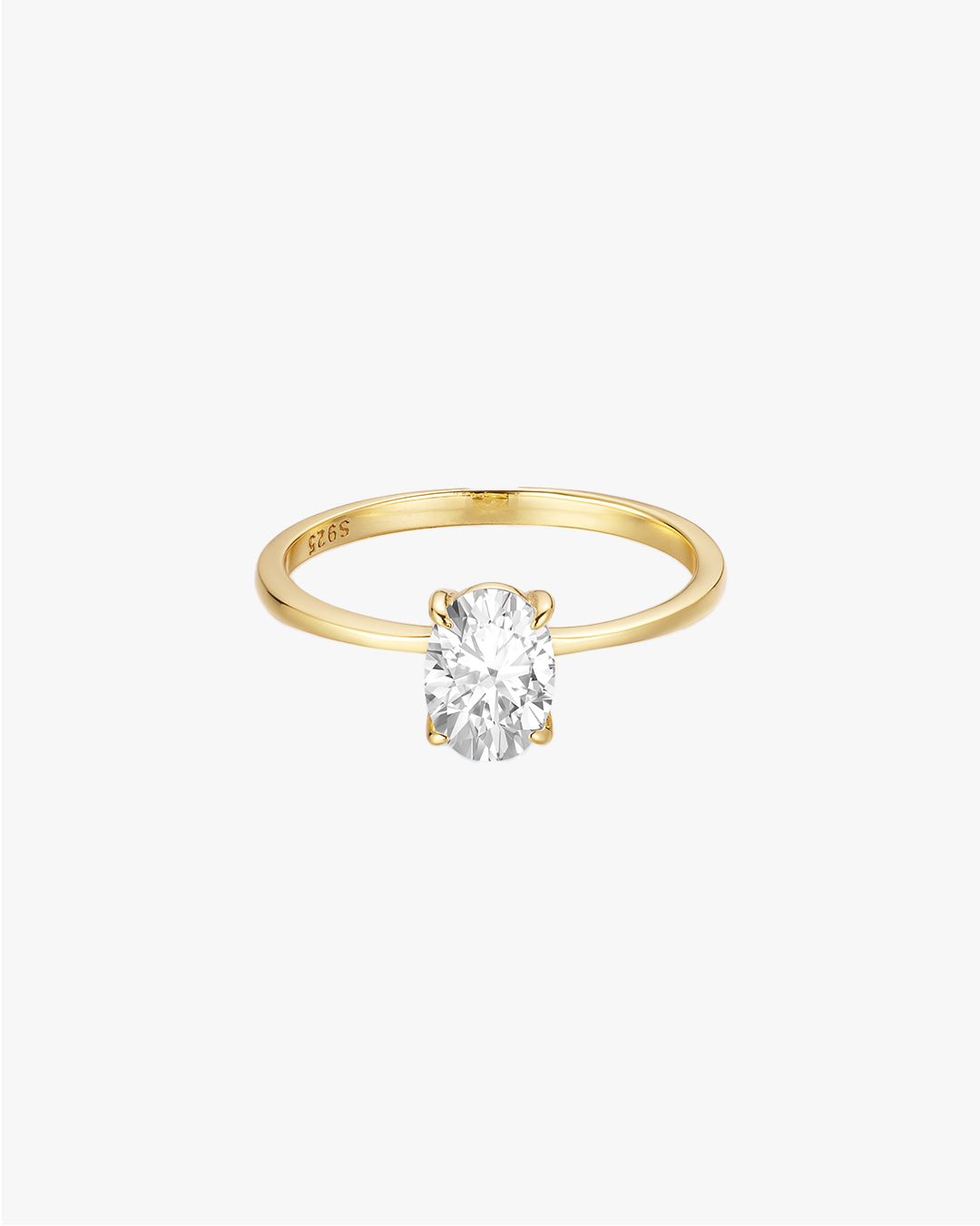 Gold Ring with Oval-Cut Center Stone