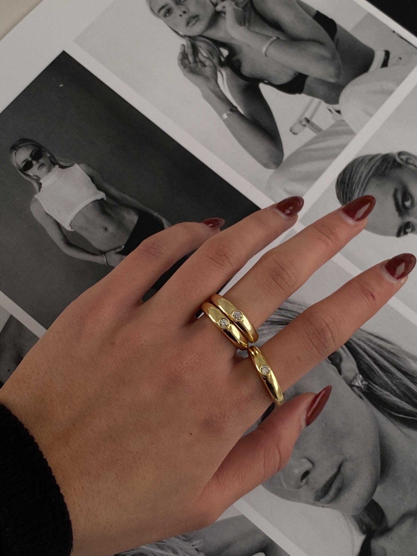 Gold Ring with Single Centered Round Stone