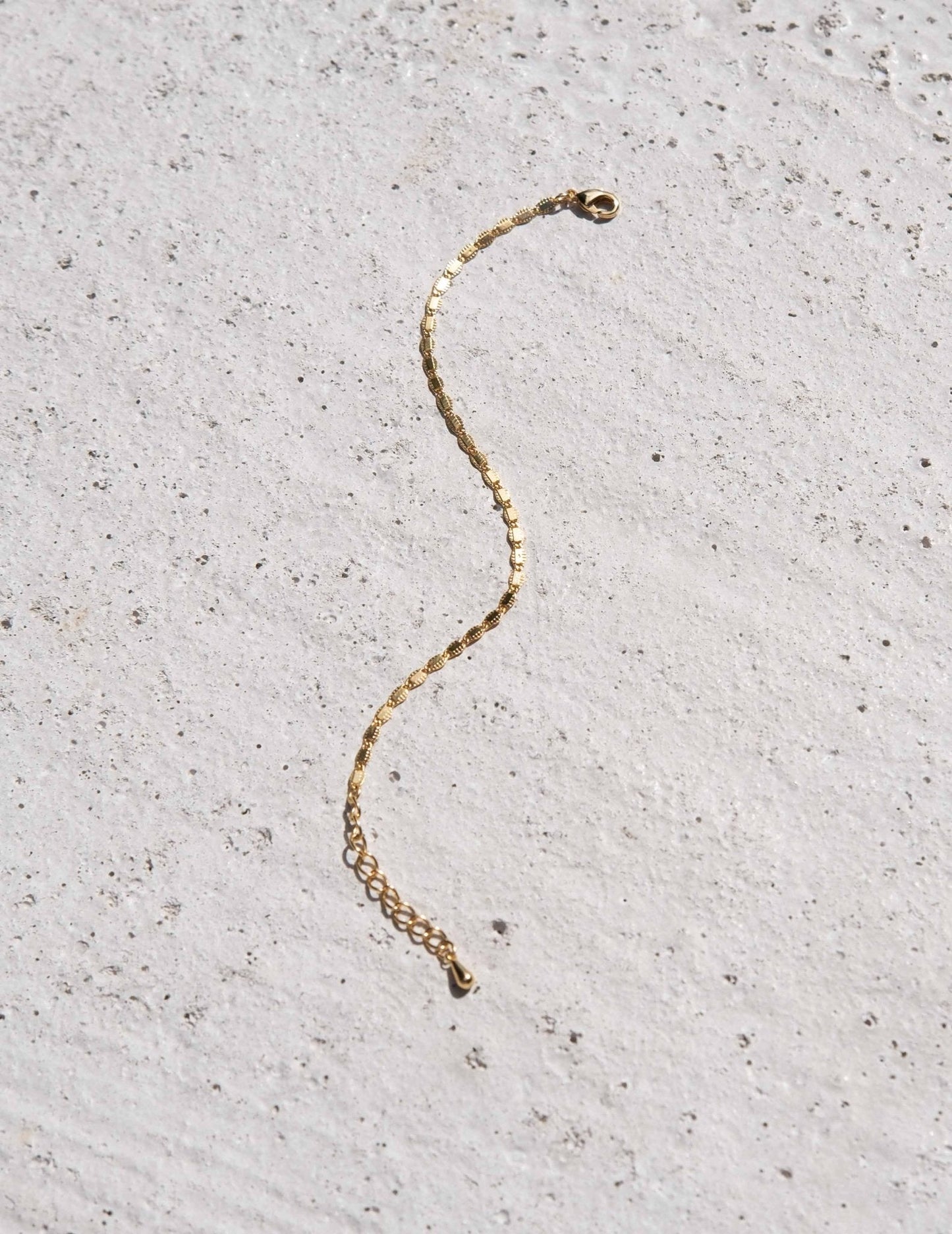 Gold Bracelet with Textured Oval Links and Adjustable Chain
