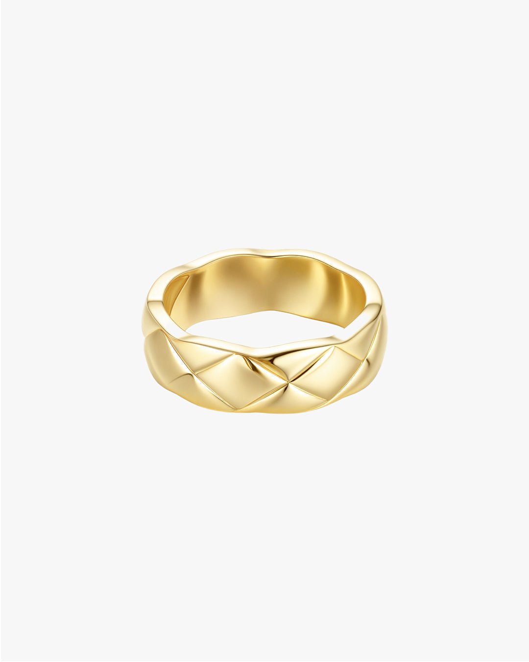 Chunky Gold-Tone Band Ring with Quilted Texture