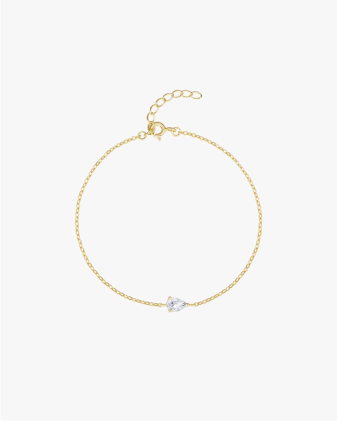 Gold Bracelet with Teardrop-Shaped Clear Stone