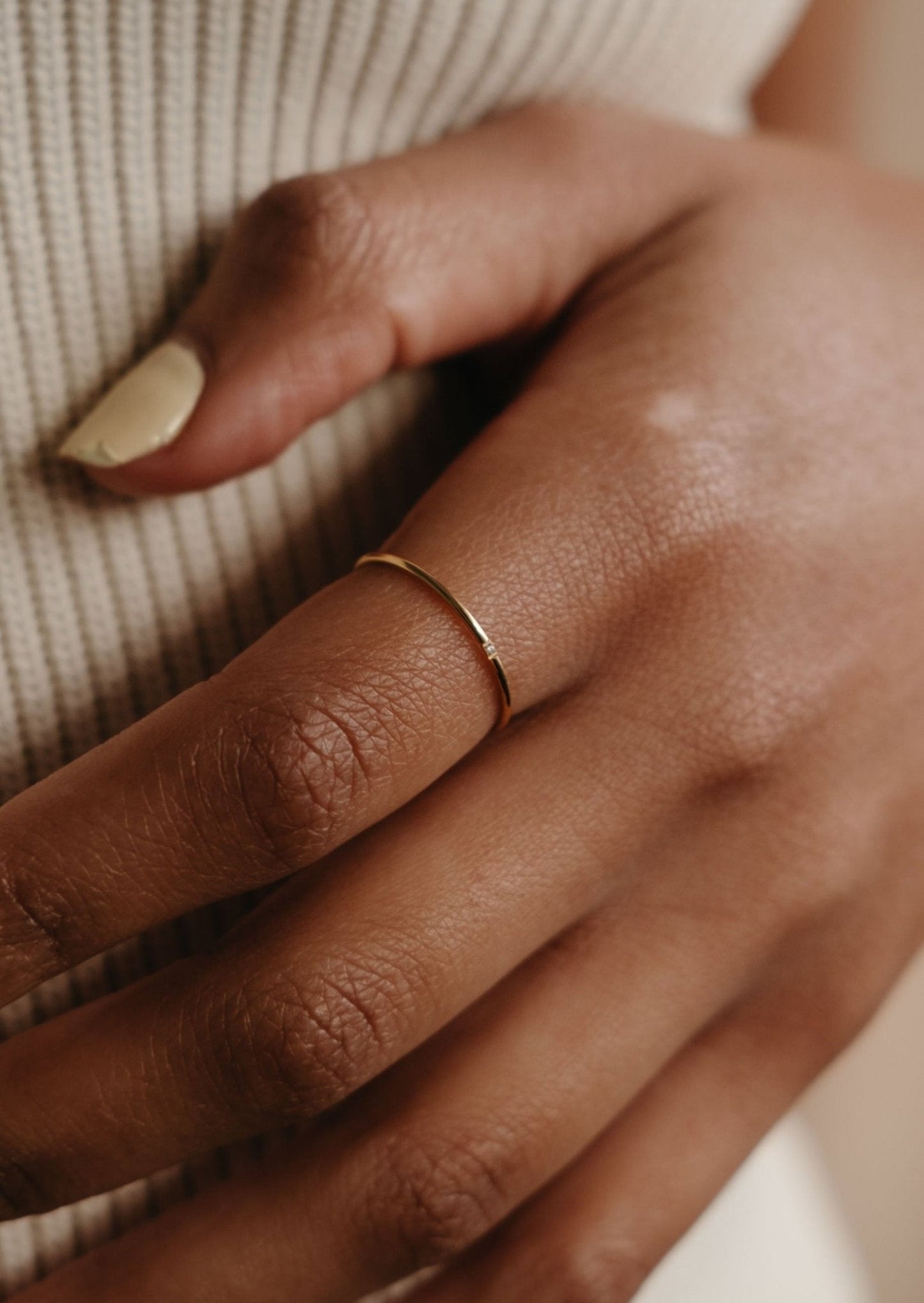 Delicate Gold Ring with Miniature Center Stone