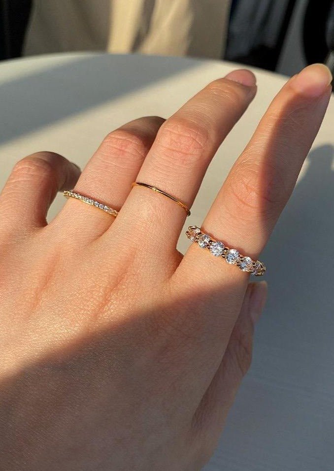 Delicate Gold Ring with Miniature Center Stone