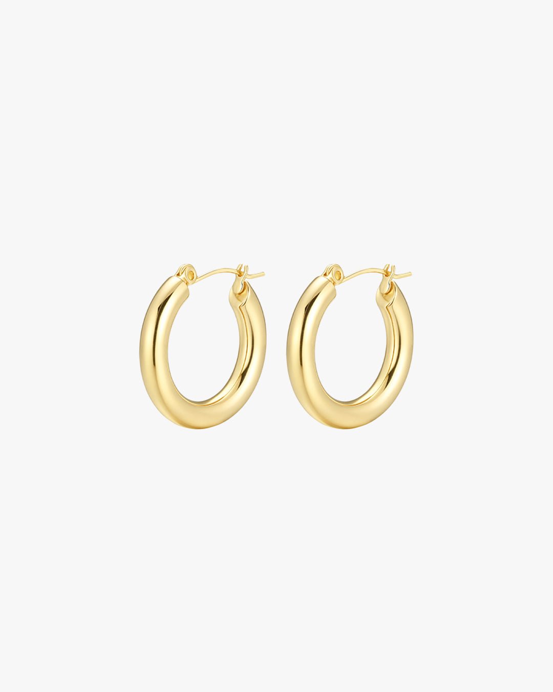 Gold Polished Chunky Hoop Earrings – Minimalist Round Design