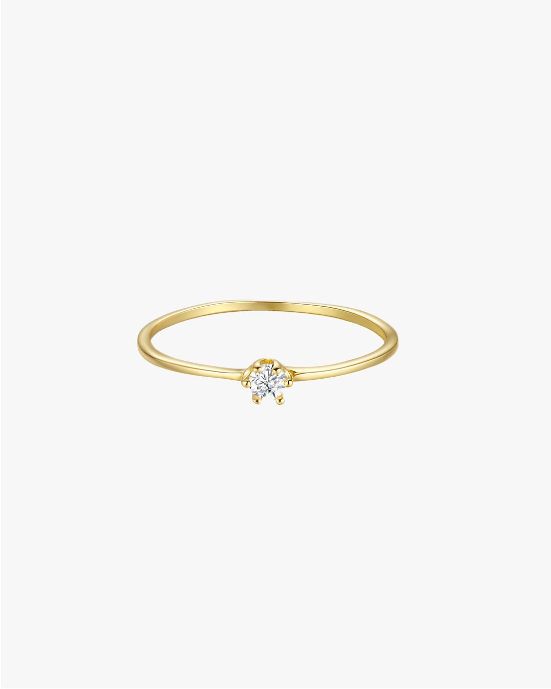 Gold-Tone Slim Band Ring with Solitaire Stone