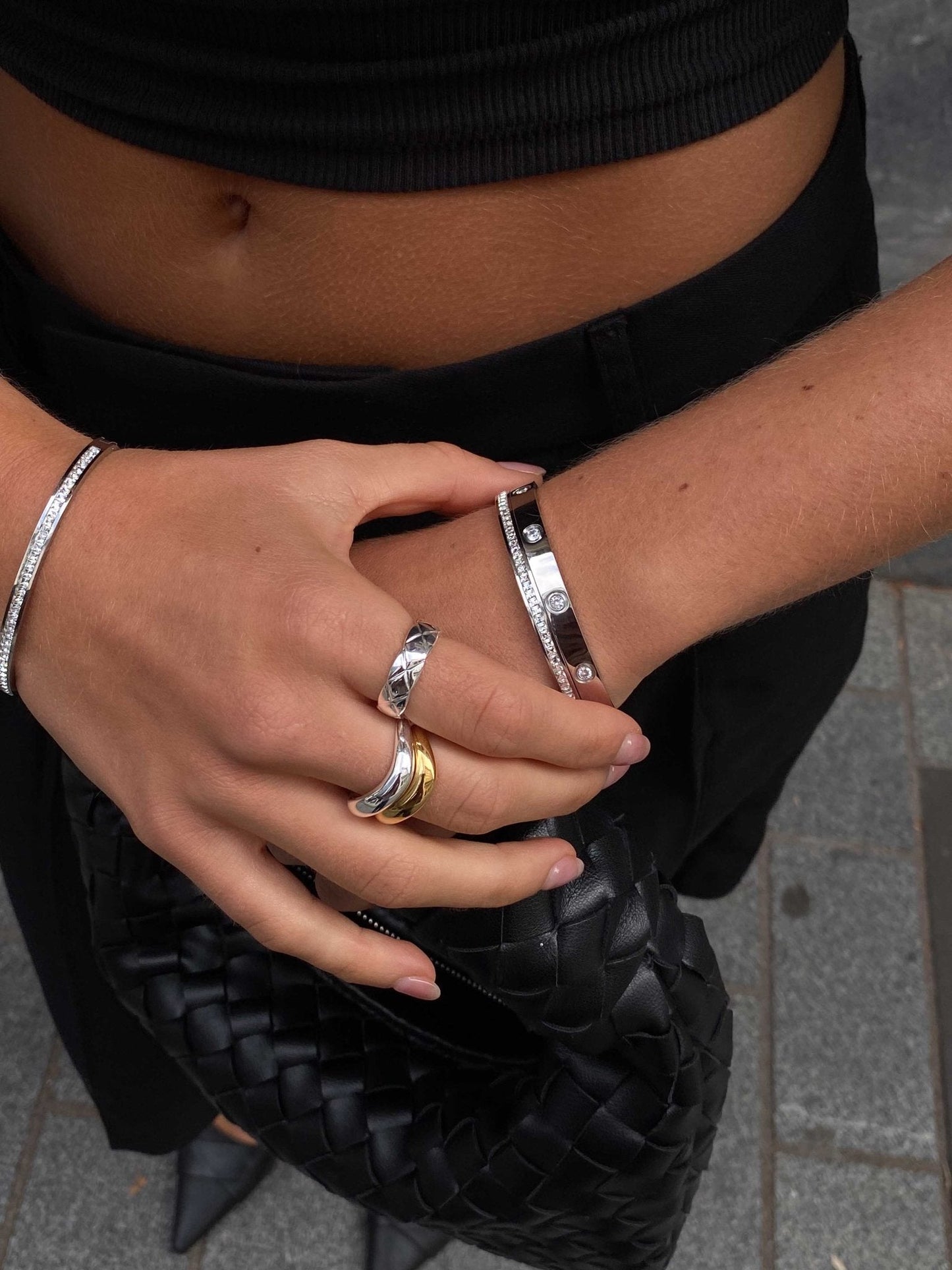 Polished Silver-Tone Sculpted Band Ring
