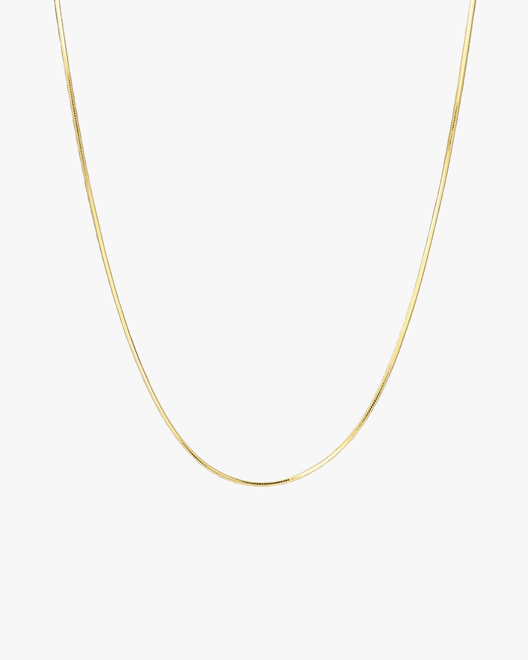 Gold Flat Herringbone Chain Necklace