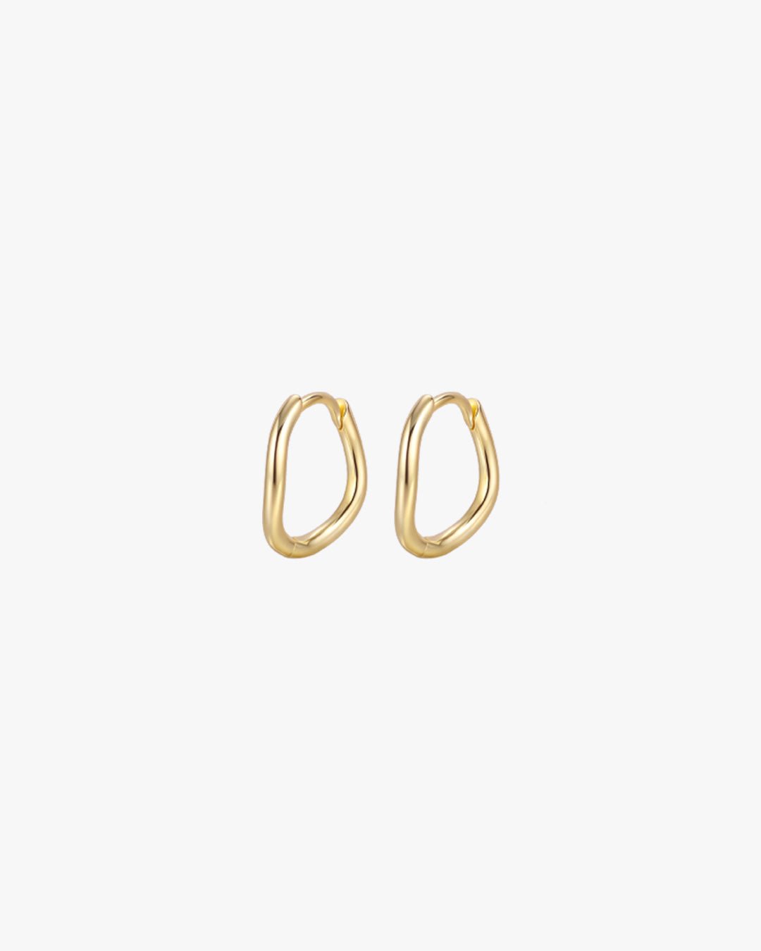 Gold Tone Irregular Shaped Huggie Hoop Earrings – Lightweight Metal Design