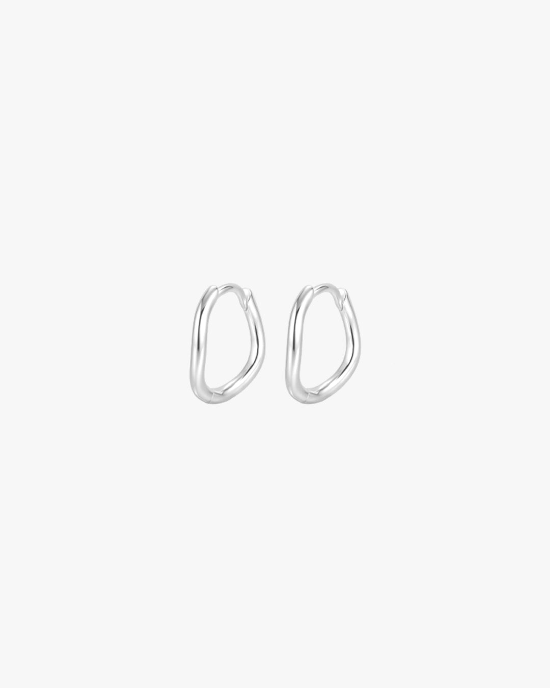 Organic-Shape Silver Hoop Earrings