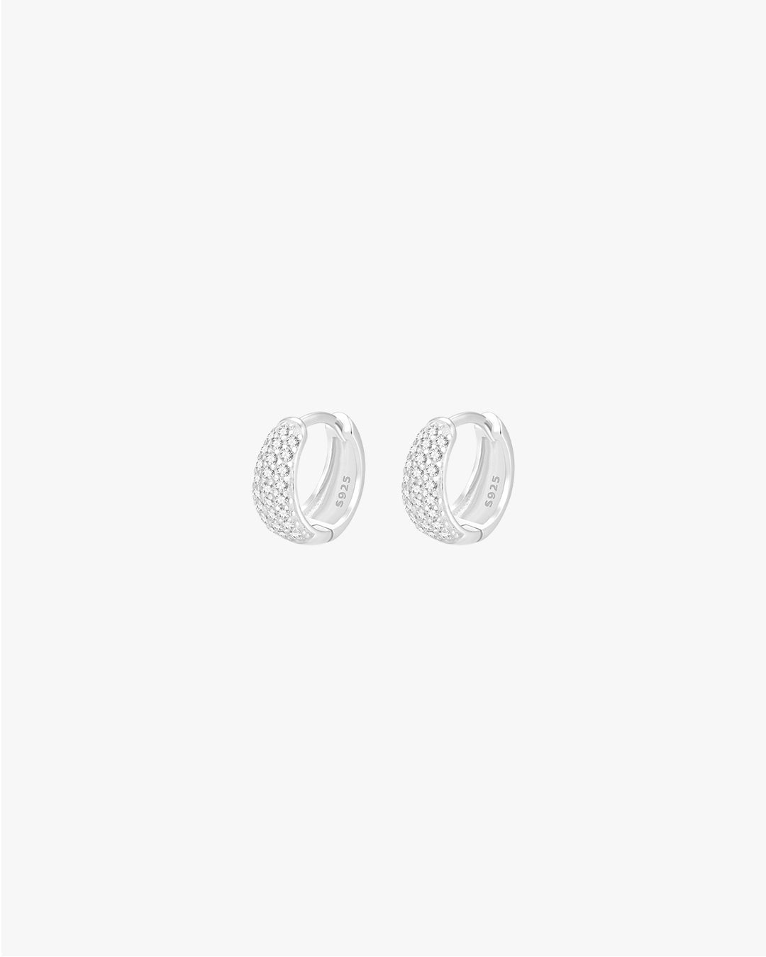 Nora Huggie Earrings – Sterling Silver with CZ Accents