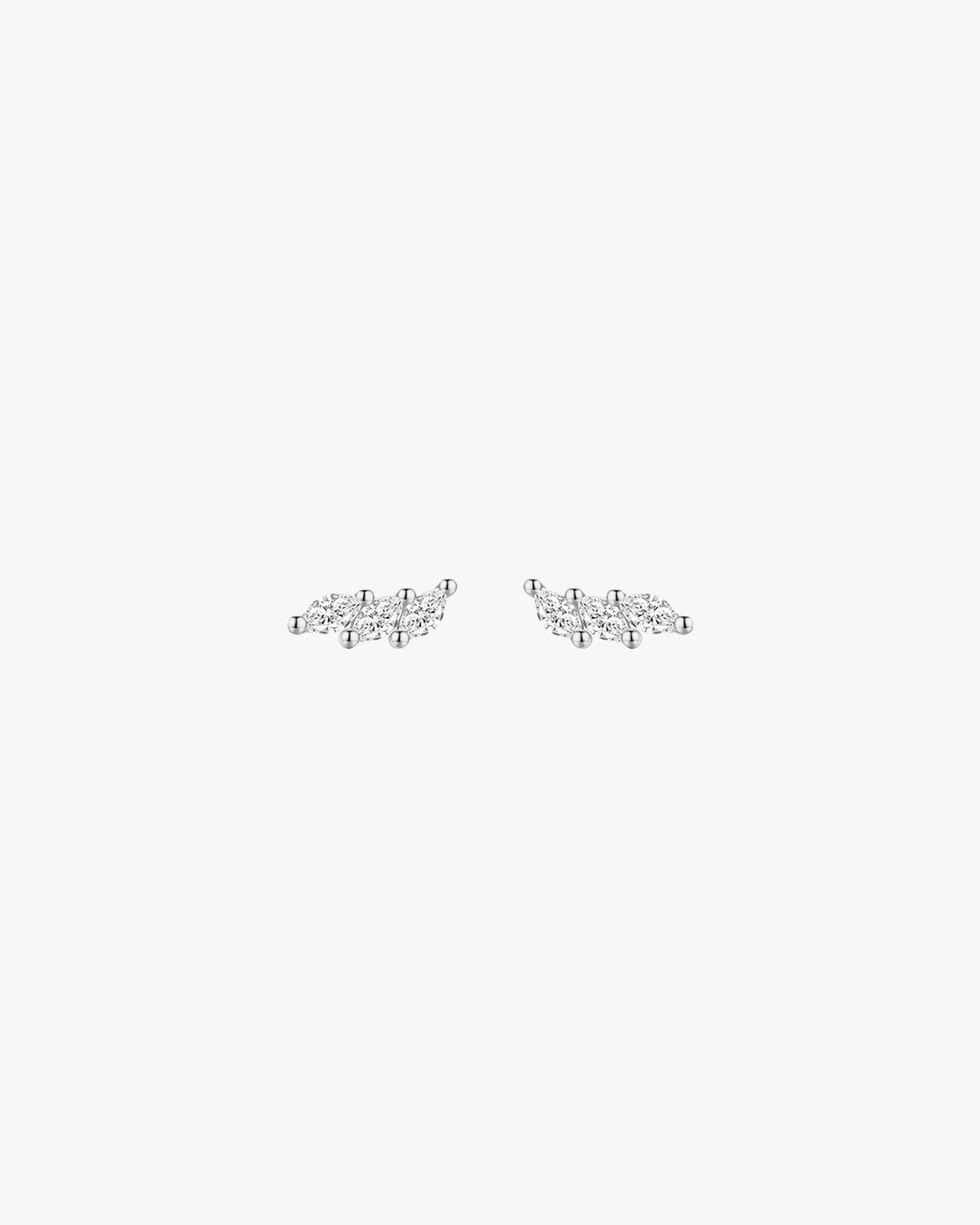Silver Tone Cluster Stud Earrings with Marquise and Round Cut Clear Stones – For Women
