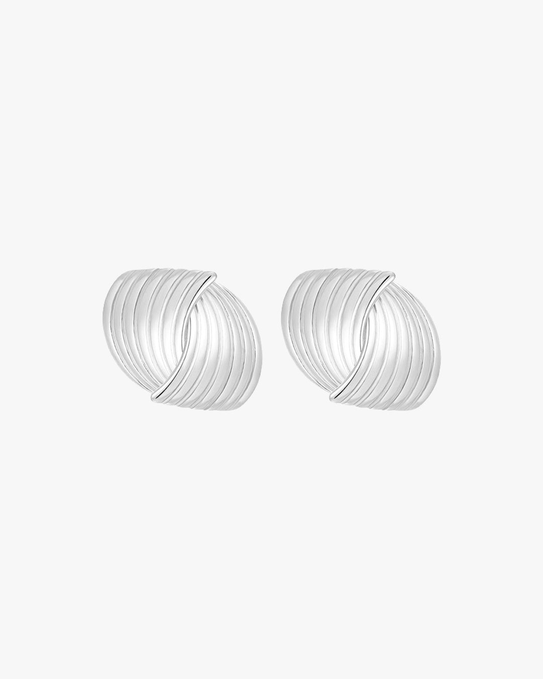 Silver Sculpted Swirl Stud Earrings – Textured Retro Design