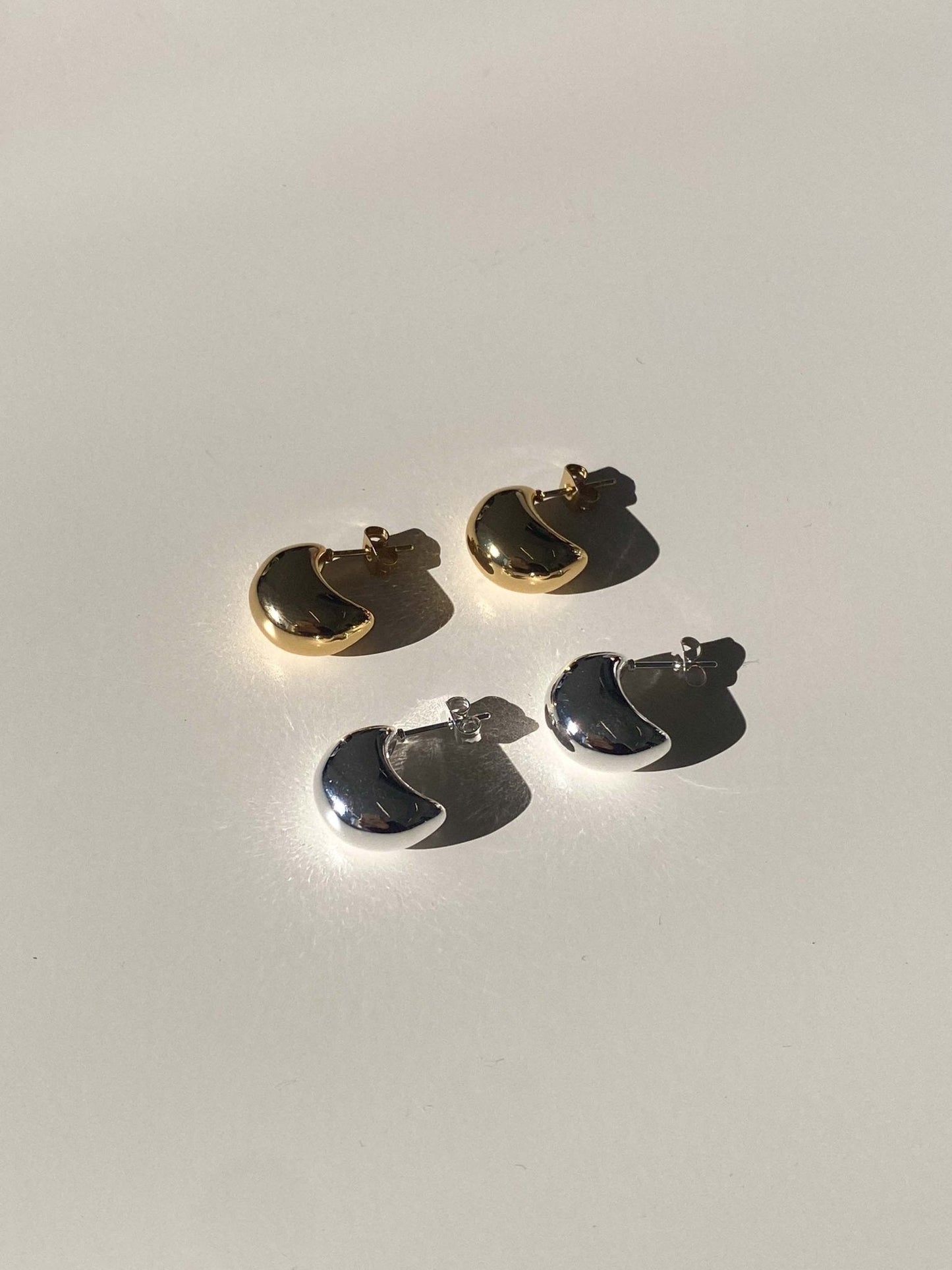 Stud Earrings – Polished Gold Dome Design