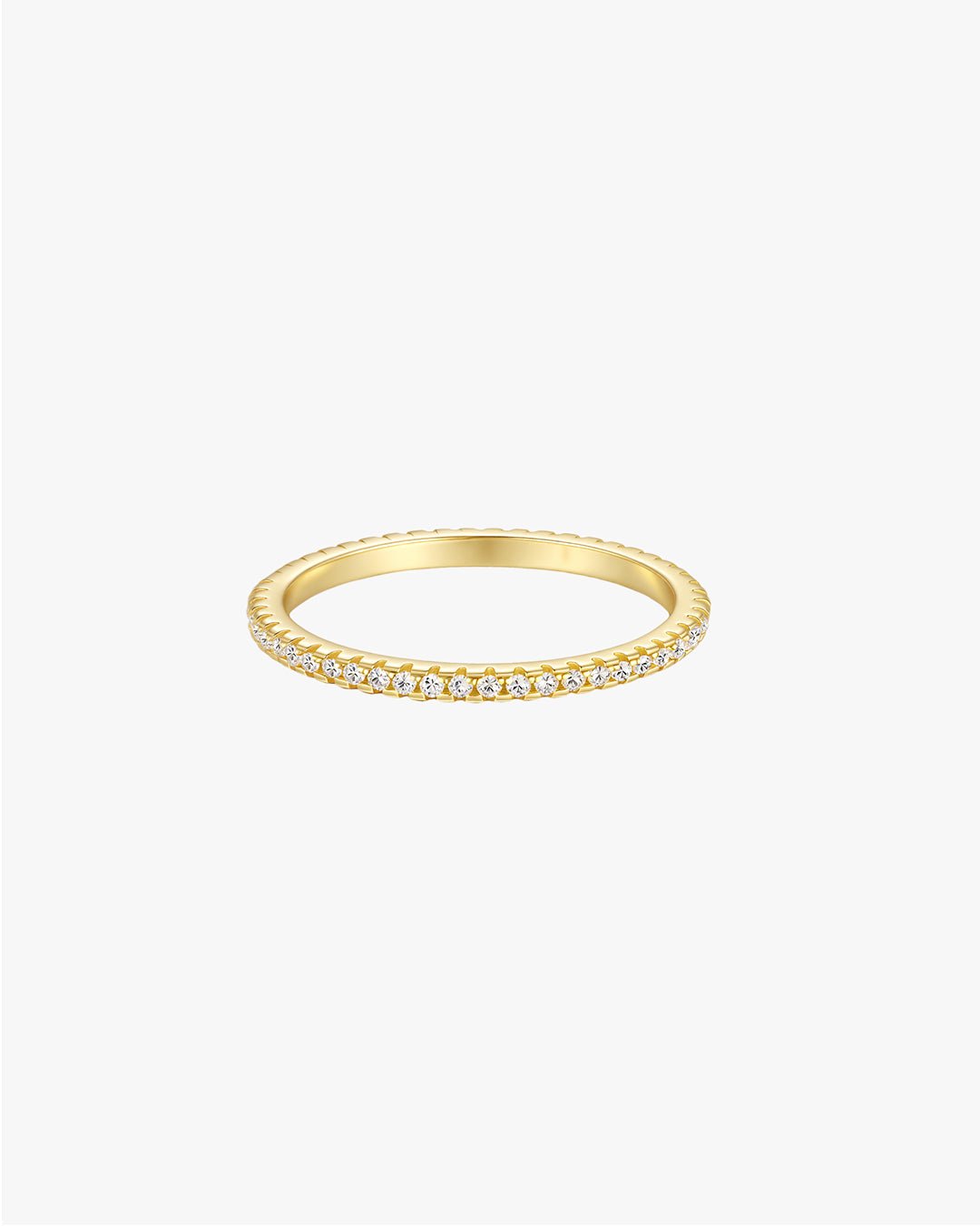 Gold-Tone Thin Band Ring with Clear Stones