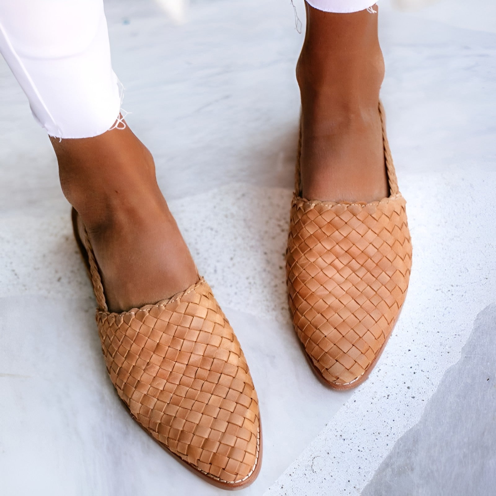 Stylish Woven Leather Pointy Sandals for Women