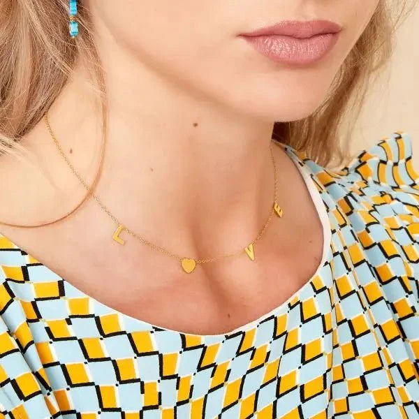 Love Letters Necklace Gold – Romantic Text Pendant Necklace