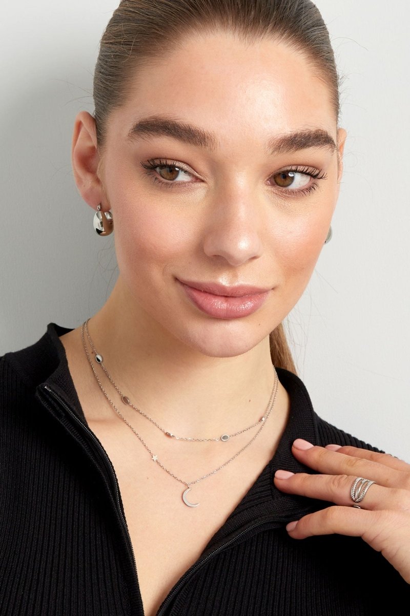 Moon & Star Necklace Silver – Celestial Jewelry for Women