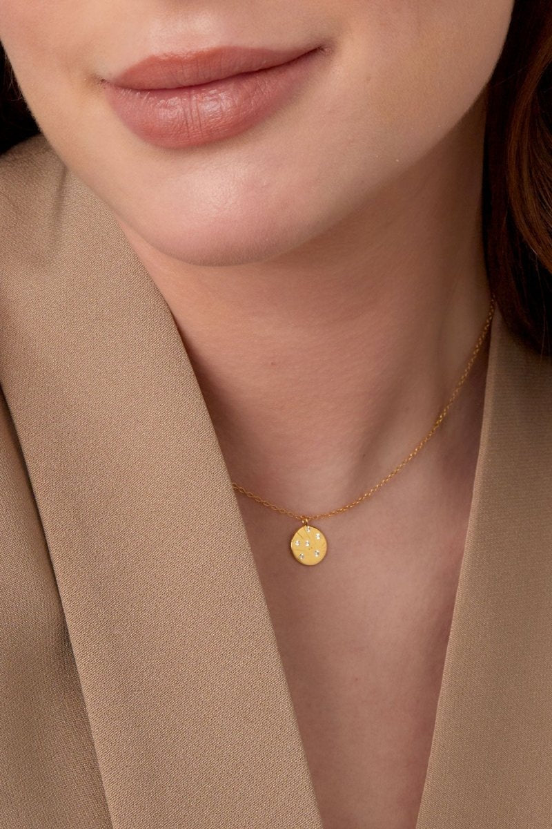 Charm with Stones Necklace Gold 925 – Sterling Silver Gem Pendant
