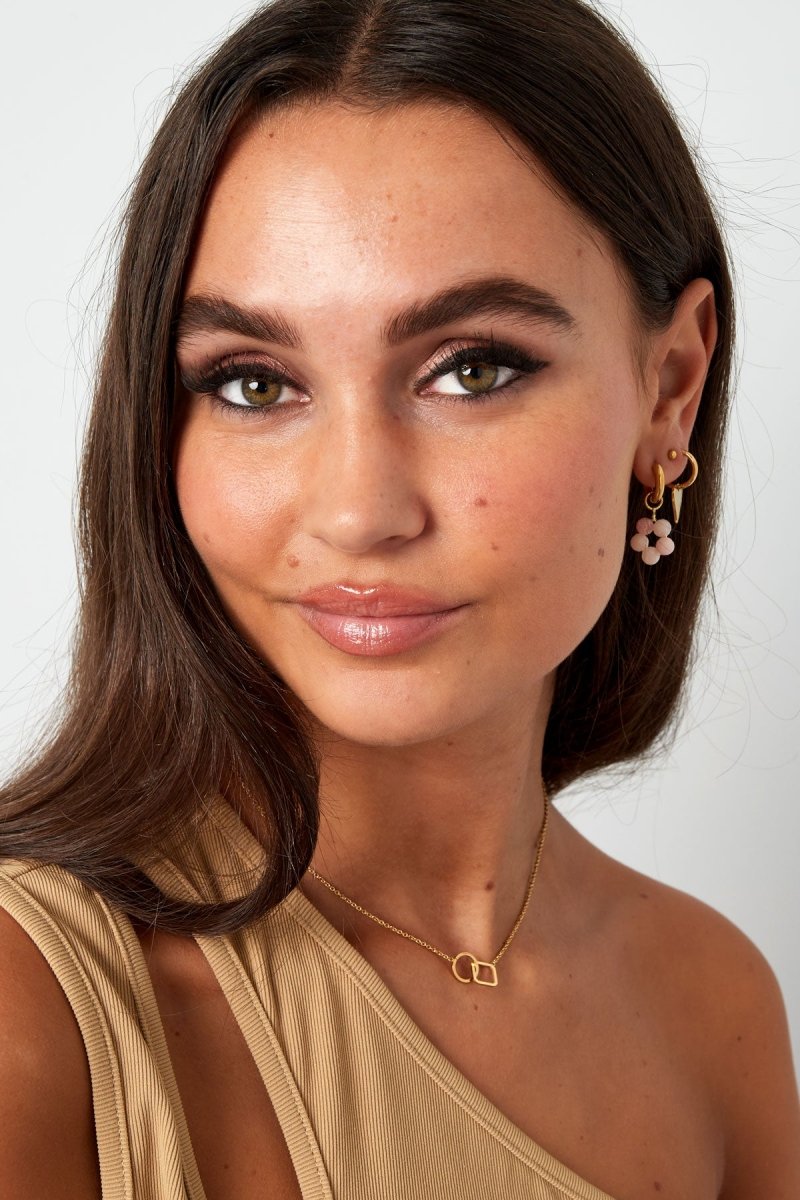 Connected Square & Round Chain Necklace Gold – Modern Geometric Jewelry