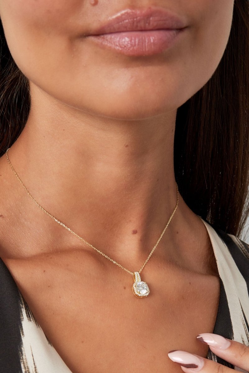 Square Stone Necklace Silver 925 – Sterling Silver Gem Pendant for Women