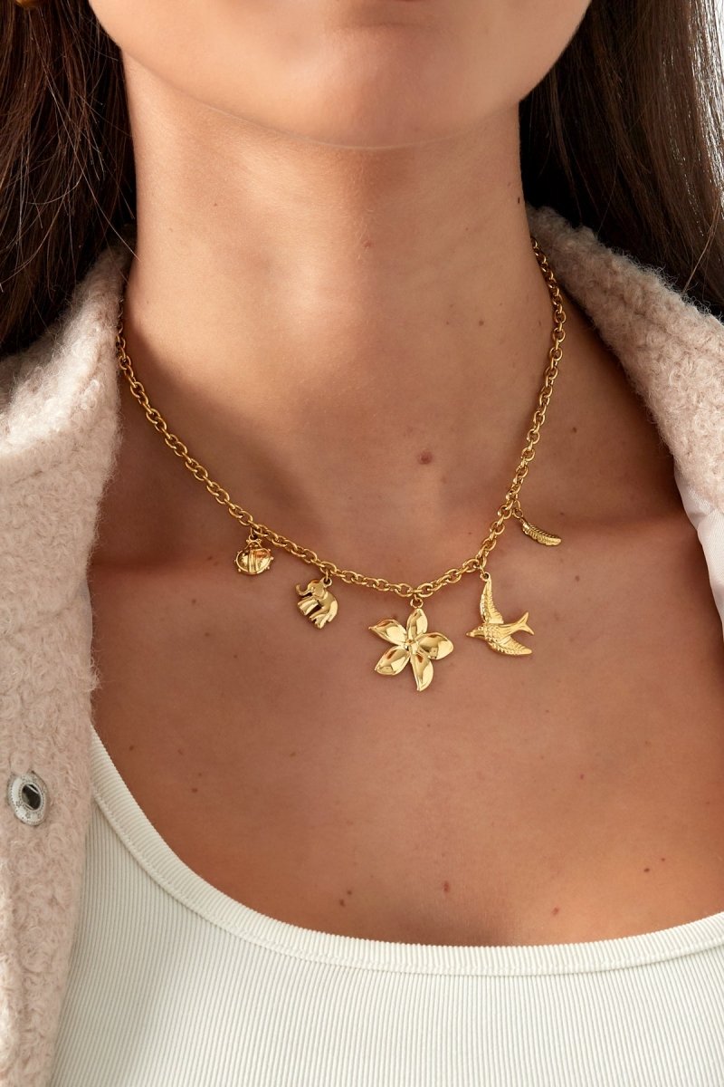 Spirit of Nature Charm Necklace Silver – Leaf Pendant Boho Jewelry