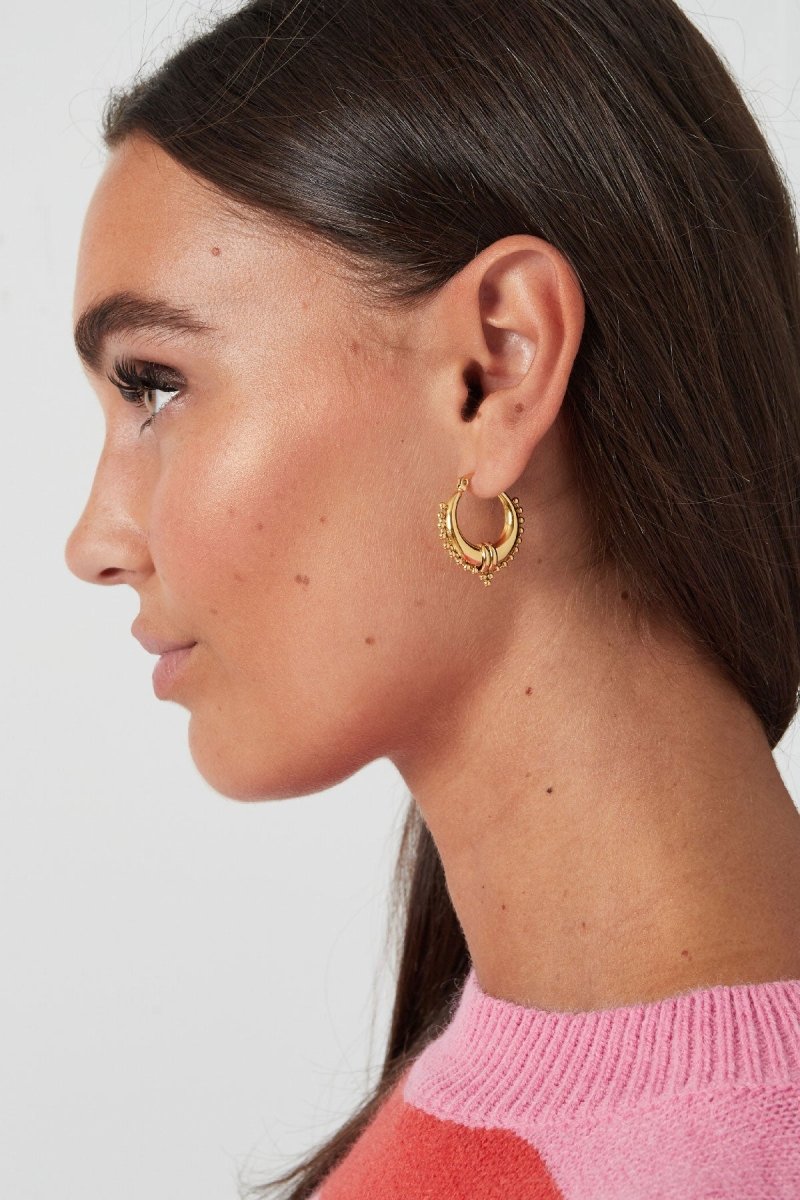 Saraswati Gold Statement Earrings for Women